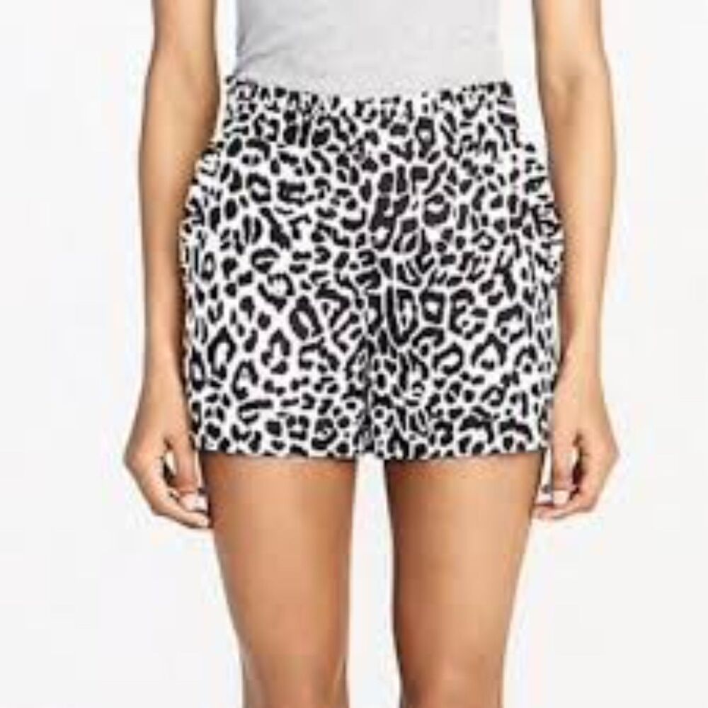 J. Crew High Rise Animal Safari Printed Shorts Black and White Size 10
